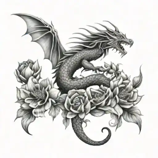 Flowers Butterflys Dragon