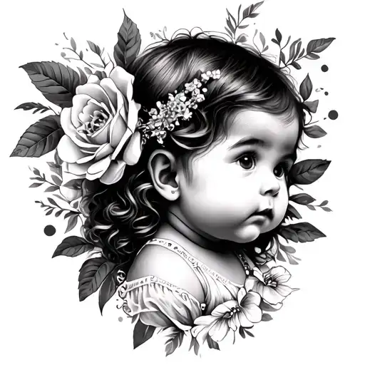 Baby Girl Tattoo Design For Father