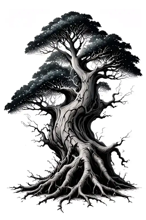 Tree Roots Turning Into Lightening Storm