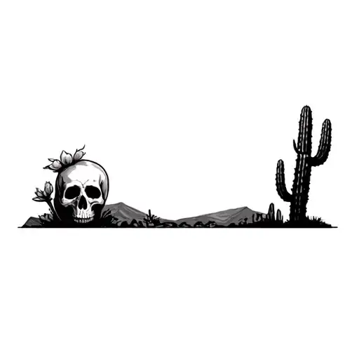 Landscape Of A Cactus And Skull