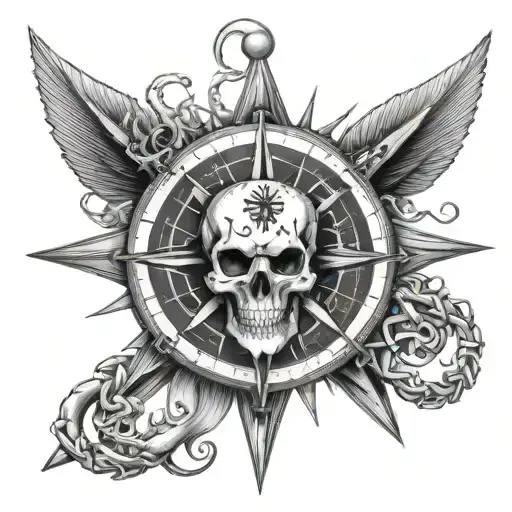 Anchor Skull Nautical Compass