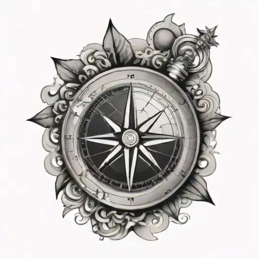 Compass Surrounded By Various