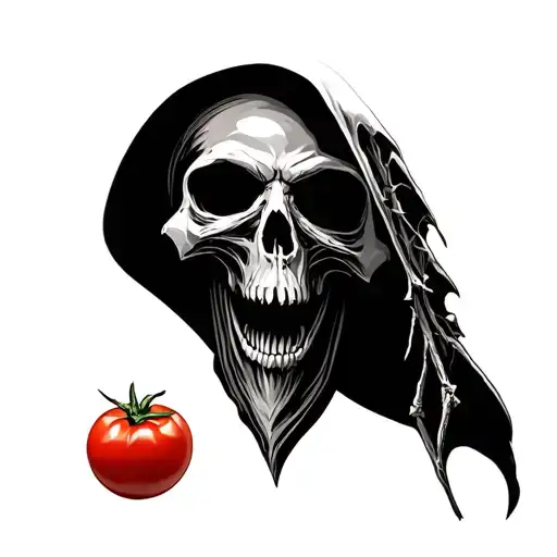 Reaper And Tomato Garden Scene