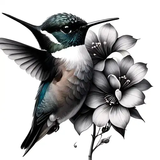 Hummingbird And Flowers
