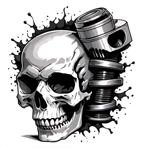 Piston Coming Out Of A Skull