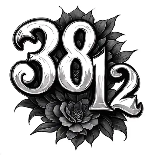 Tattoo Sketch Of The Number 3812 On The Ribs