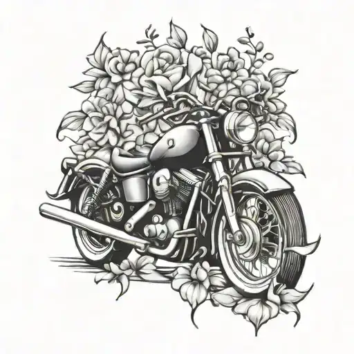 Motorcycle With Flowers And Ribbon