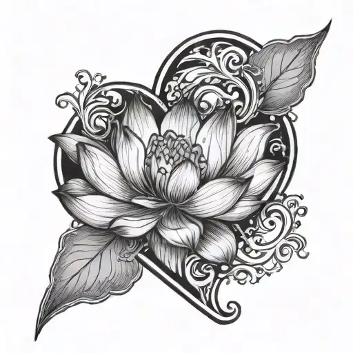 Lotus Flower Inside A Heart With A Semi Colon