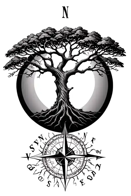 Tree Of Life With Compass Design