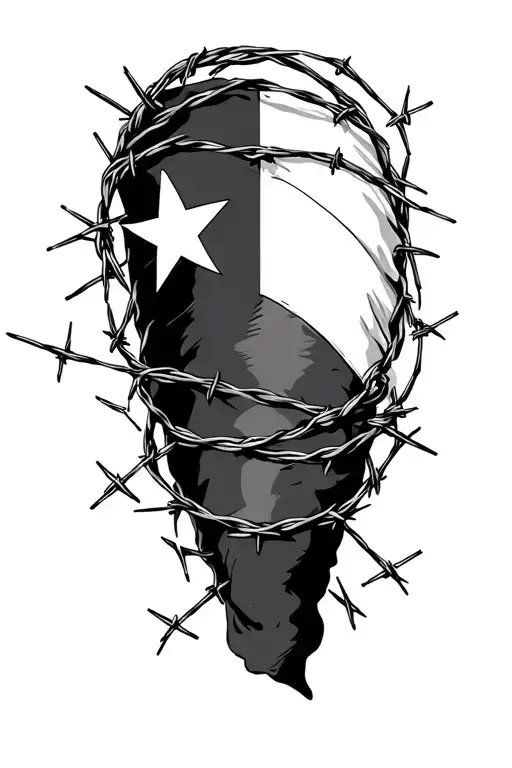 Texas Lined With Barbed Wire Wraped Around A Texas Flag