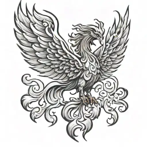 Phoenix Rising From Flames