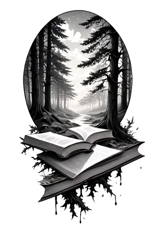 Books And Forest Scene Inspired