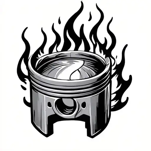 Piston With Fire Surrounded