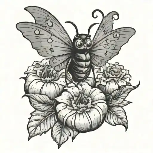 Halloween Pumpkin Flower Mothman Pinup