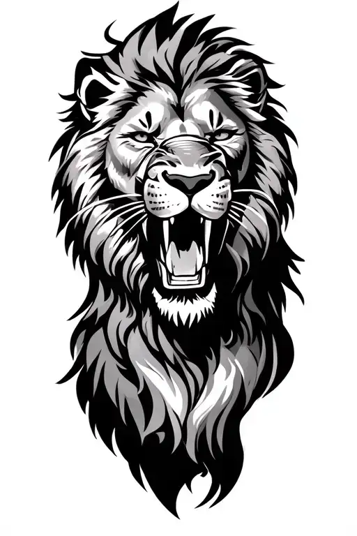 Warrior Soldier And Lion Roaring