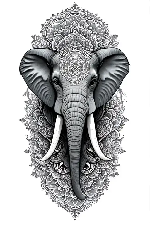 Mandala Design Incorporating Elephant Head Surrounded