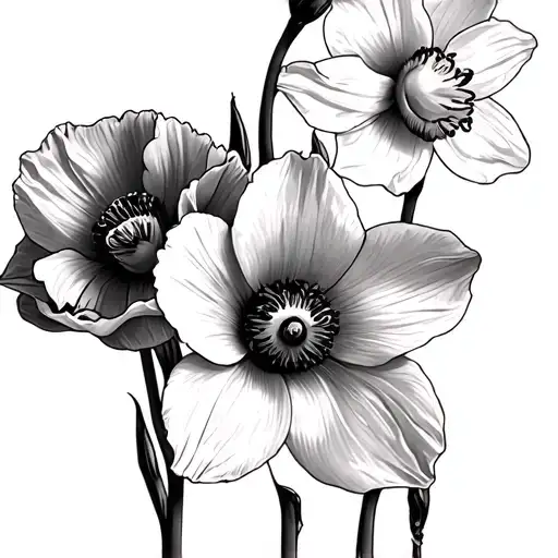 Poppy And Daffodil