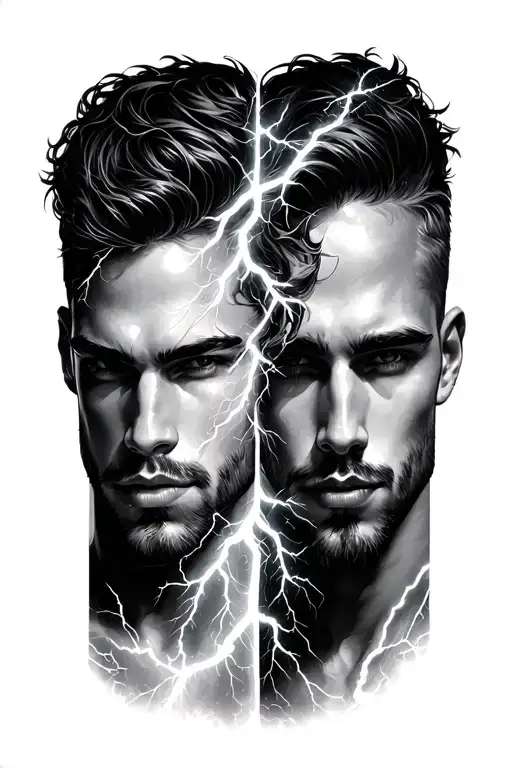 Lightning With Symbolism Of Meaning Between Two Male Best Friends Simple