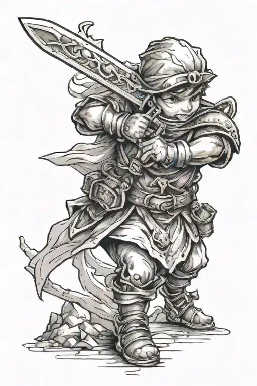 Little Person Pulling Sword To Them With Their Hand