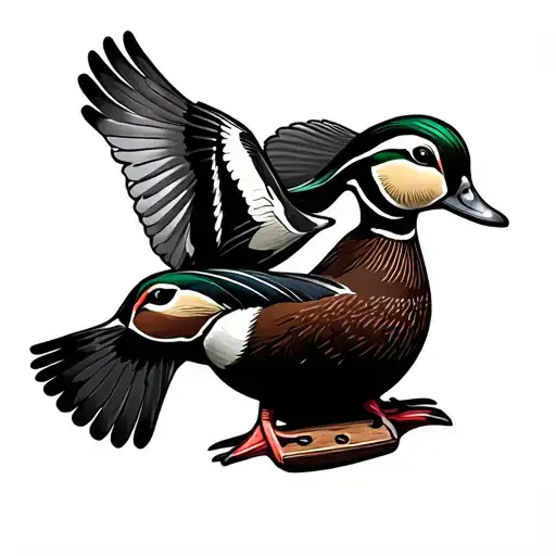 A Duck Call With Wood Ducks Flying On The Inside