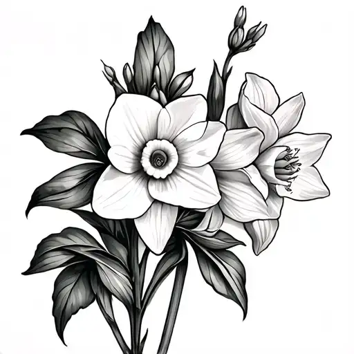 Larkspur And Daffodil