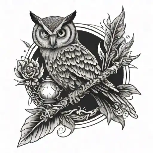 Spear And Owl And Torch