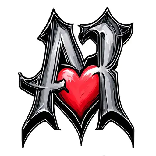 Ar Letter With Heart Made Colur