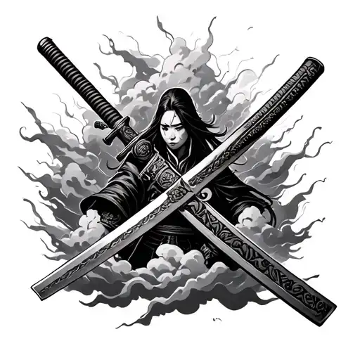 Katana Broken Surrounded By Clouds