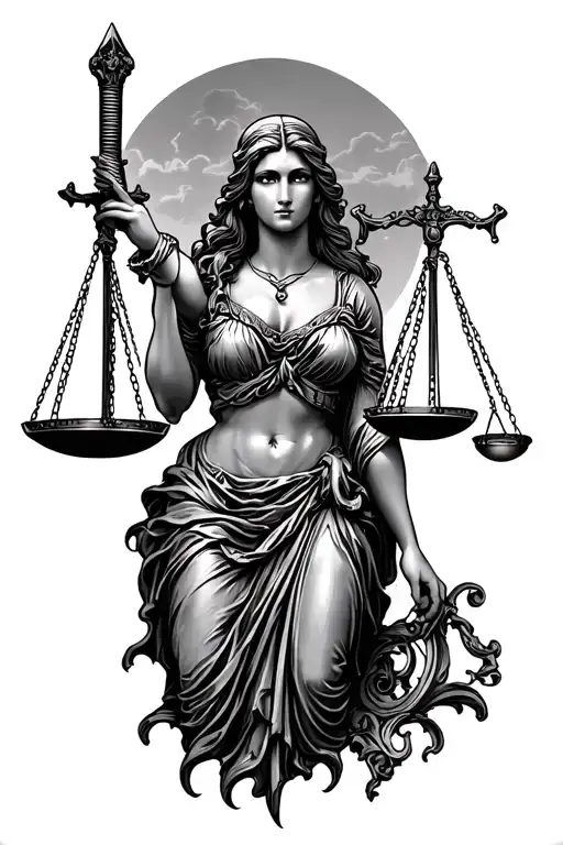 Lady Justice With Scales And Sword