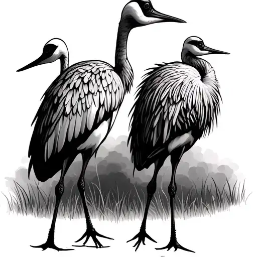 Two Sandhill Cranes Walking