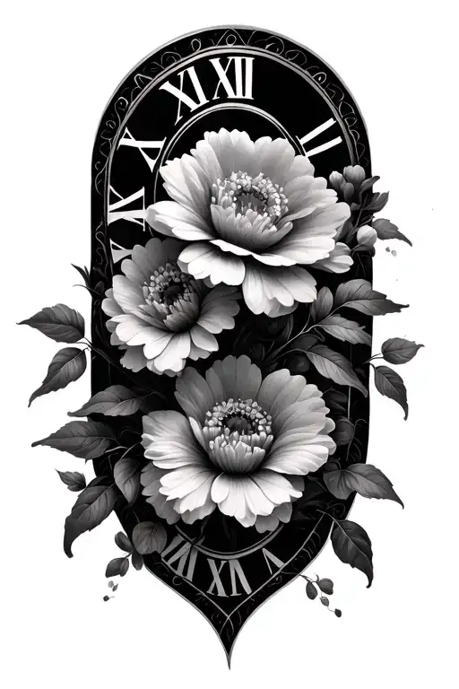 Flowers Blooming With Roman Numerals