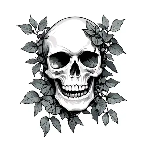Jelly Roll Skull Surrounded By Vining Pothos