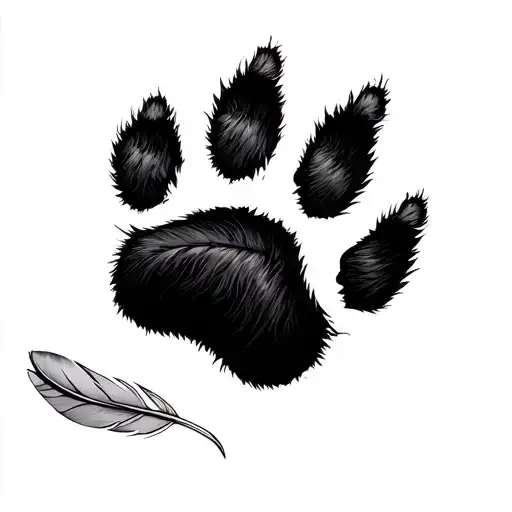 A Panda Paw Print With A Feather