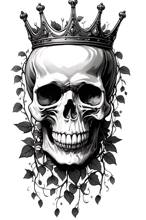 Jelly Roll Skull With Crown Surrounded By Vining Pothos