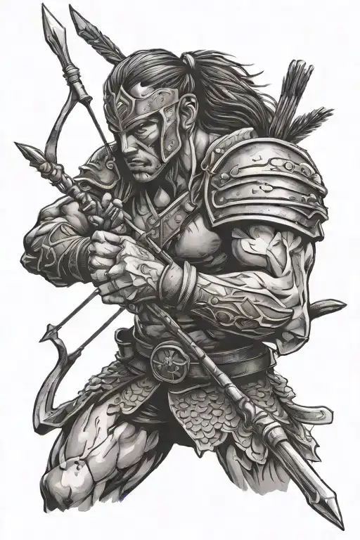 Warrior Holding Bow Arrows