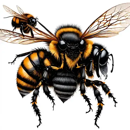 Gothic Horror Style Honeycomb And Bees With Honey Bee