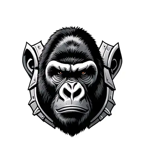 Silverback Gorilla Face On Armour Shoulder Plate Black