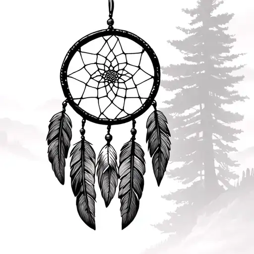 Montana Landscape Dream Catcher Very Detailed Drawing