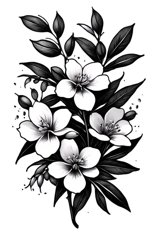 Olive Branch With Flowers Blooming