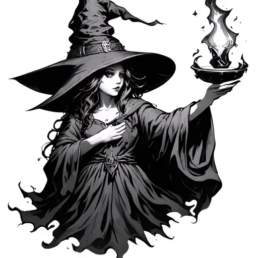 Anime Flat Chest Witch Casting A Spell