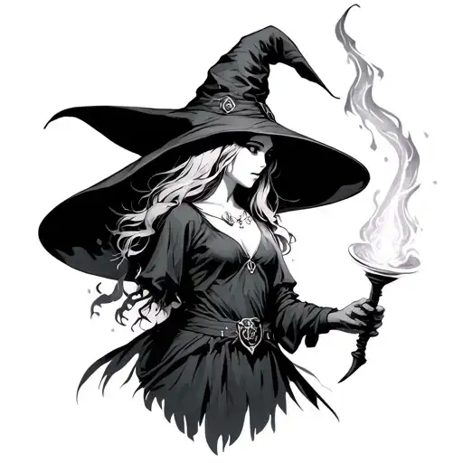 Anime Flat Chest Witch Casting A Spell