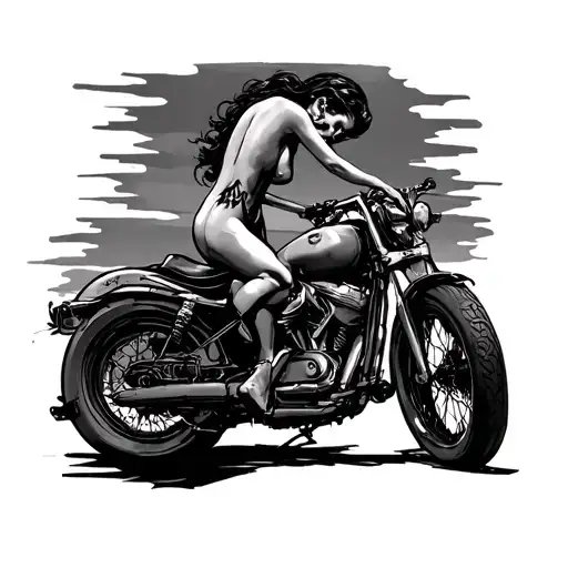 Woman Topless On Motorcycle