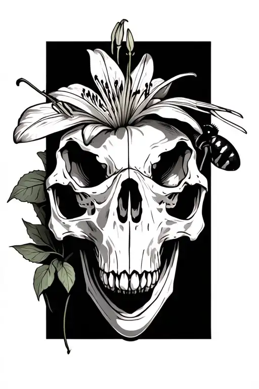 Lily With A Bee On And Raptor Skull