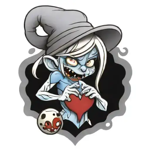 Zombie Smurfette Biting Heart