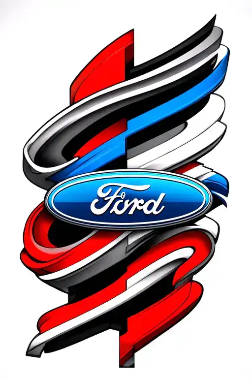 Ford Mustant Logo With The Red White And Blue Stripes