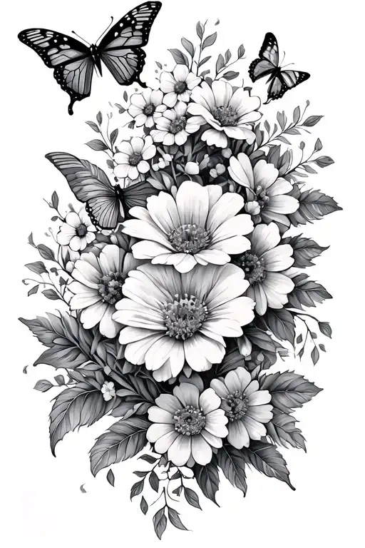 Flowers And Butterflies Full Arm Sleeve