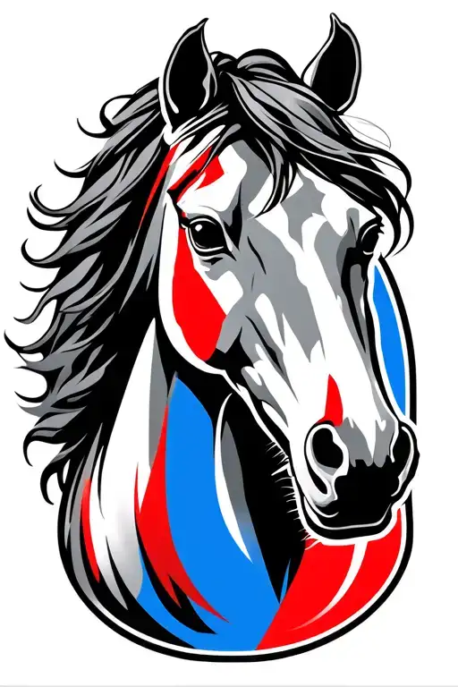 Ford Mustang Horse Logo With The Red White And Blue Stripes