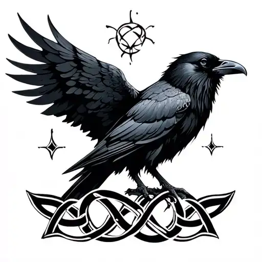 Hugin And Munin Raven With Celtic Triskele