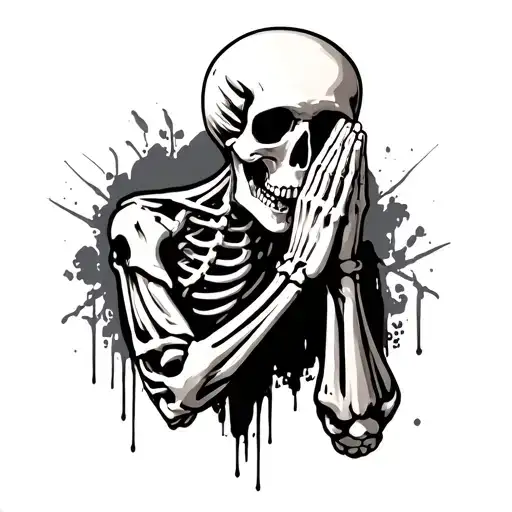 A Praying Skeleton On My Forearm Near My Elbow