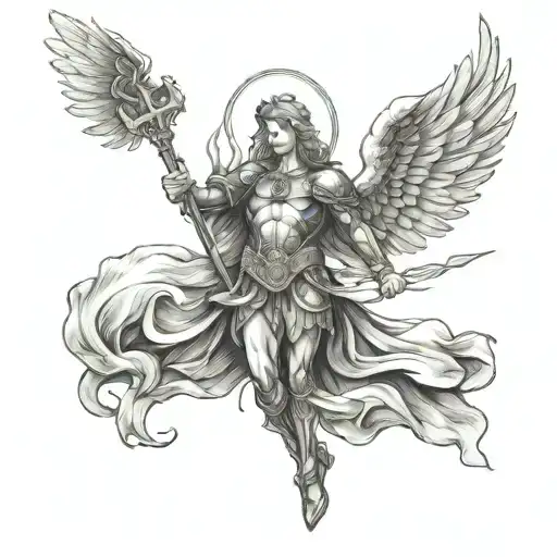 Archangel Sant Michael For The Left Upper Back
